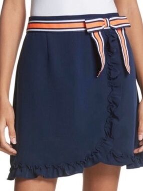 Ted Baker Xzenia Skirt Blue Bow Ruffle SZ 0
